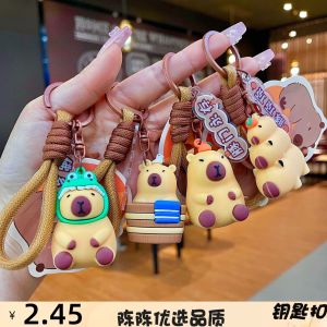 Cute Capybara Keychain Bag Accessory Couple Car Decoration Lovely Toy Pendant Gift Key Holder Bag Charm Couple Keychains