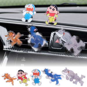 Cartoon Car Air Outlet Doraemon Clip Crayon Shin-chan Cat Catching Mouse Rotating Car Air Conditioning Ornaments Car Interior Accessories