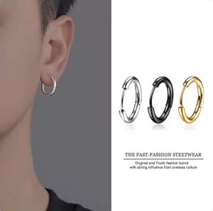 1Pcs Anting Hopp 100% Titanium Pria dan Wanita 10mm Silve Hitam Gold Earrings