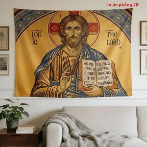 VIKAMA Vintage Christian Chúa Giêsu Biểu Tượng Tấm Thảm Chính Thống Tôn Giáo Treo Tường Nghệ Thuật Đức Tin Trang Trí Cho Phòng Ngủ Phòng Khách