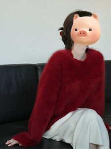 PEIZIXUAN | Relaxed and High-class Red Sweater for Autumn Winter New 2026