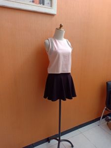 atasan crol top wanita pink muda pastel CHOEGO cewek M lengan kutung MEWAH cute
