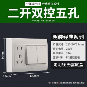 Đèn Ổ Cắm Điện 5 Lỗ 2 Phím Lắp Trần Nhà Có Công Tắc Delixi T1202K2ZS/X Ổ Cắm Điện Siêu Mỏng Màu Trắng Ngà