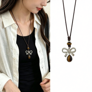 Retro Tigers Eye Long Necklace