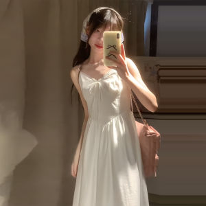 French Initial White Strapless Dress Women Summer New Beautiful Pure Desire Milk Sweet Tea Break Long Dress Princess Style Sweetness
