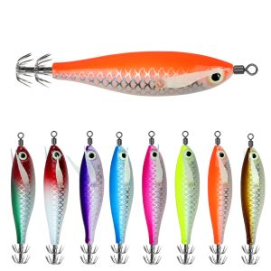 8cm/5.6g Glow Squid Jig Hook Saltwater Fishing Bait Artificial Egg Wood Shrimp Lures Sea Fishing Octopus Cuttlefish Squid Lure