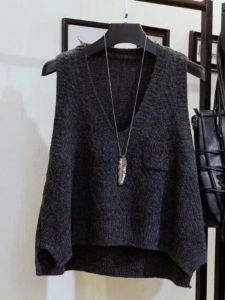 เสื้อกั๊กถักคอวีผ้าขนสัตว์สำหรับผู้หญิงฤดูใบไม้ร่วง 2024 เสื้อกันหนาวแบบใหม่ คอลเลกชั่นฤดูใบไม้ผลิและฤดูใบไม้ร่วง สีสันสดใส เสื้อกันหนาวแบบลำลอง