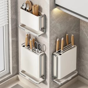 XMSJ | 1pcs Kitchen Knife Holder Knife Storage Rack No Punching Wall-mounted Storage Box Knife Storage Box Household Knife Storage Seat