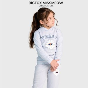 Bộ dài tay bé gái Bigfox Miss Meow size đại bộ thu đông bé gái chất nỉ in hoa cúc Dream It size trẻ em 78..15 tuổi