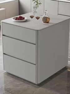 Portable Mini Island Desk Independent Rock Board Storage Cabinet for Small Apartments Modern Simple Style Furniture Design