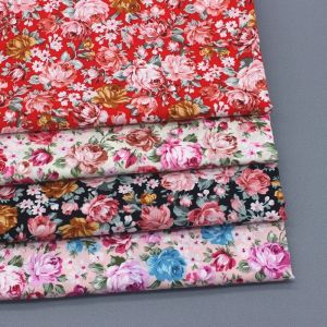 วัสดุตัดเย็บสำหรับเสื้อเชิ้ตผ้านิ่ม DIY ผ้าทนทานดีไซน์ดอกไม้ขนาดใหญ่ผ้าฝ้ายลายพิมพ์พรีเมี่ยม