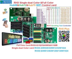 uihexin Full Color LED Display Panel Control Card RHX8-Q1/Q2/Q4Am/Q4A1/Q8B WiFi Wireless Full Color RGB Running Text Control Card HUB75 LED Display Digital Sign Board Controller Mobile Phone Wi-Fi Control Signage Programmable LED Panel Screen Controller
