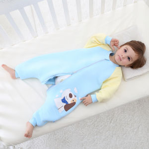 Baby Split Leg Sleeping Bag Anti-Shock Baby Anti-Kick Newborn Children Warm Pajamas Pure Cotton Jumpsuit Spring and Autumn