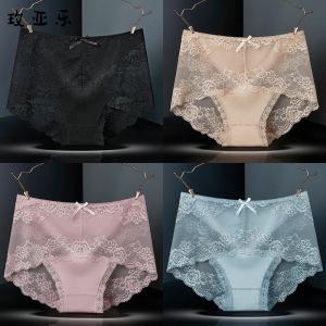 กางเกงชั้นในผ้าฝ้ายโปร่งตาข่ายสีชมพูสำหรับผู้หญิง กางเกงขาสั้นผ้าฝ้ายเอวกลาง ดีไซน์เซ็กซี่ ใส่สบาย ระบายอากาศได้ดี สำหรับฤดูใบไม้ร่วง