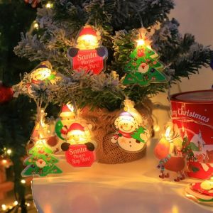 1PC Christmas Indoor String Lights with Santa & Reindeer & Snowman &Christmas Tree Design For Home Holiday Patry Xmas Decoration
