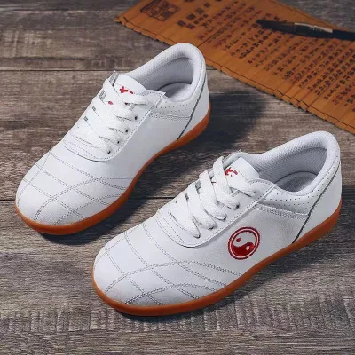 Soft Leather Tai Chi Shoes Mens Martial Arts Training Shoes Chen Family Village Tai Chi Sport Shoes Breathable Anti-Slip Casual