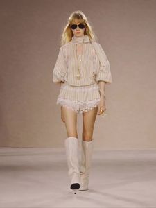 Cello Sonata | Lace And Stripe Lace-up Shirt