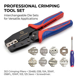 9 in 1 Ratchet Crimping Pliers with 8 Interchangeable Crimp Jaws Multifunctional Wire Terminal Crimper Tool 10A 2546B 10WF 30J