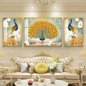 Elegant Peacock Decor Painting European American Countryside