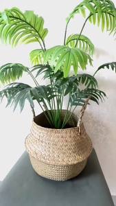 （Spot goods）pzcf 1Pc Natural Foldable Rattan Wickerwork Basket Storage Organizer Basket Plant Flower Pots Gardening Decoration Handmade Boho Style Home Decor