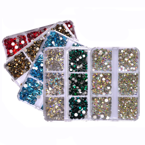 6Girds Box SS4-SS16 Colorful Non Hotfix Rhinestones Flatback Glue On Ornament Decorations Glass Crystals Nail Art Adhesive Stone