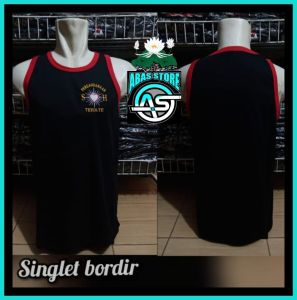 SINGLET BORDIR PSHT LIST MERAH BELAKANG POLOS