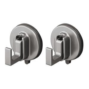 2Pcs Space Aluminum Clothes Hook with Strong Suction Cup Vacuum Adhesive for Kitchen Toilet behind Door No Punching Required