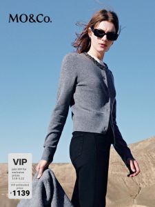 MO&Co. | Pearl Trimmed Wool and Cashmere Blend Knit Cardigan
