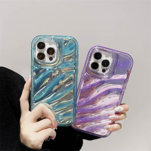 RLG Casing Ponsel Transparan Ripple Casing Lunak Silikon Laser Cocok untuk iPhone 14 XR iPhone 13 11 Pro