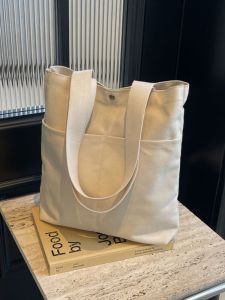 Artistic Canvas Shoulder Bag Large Capacity Fashionable Japanese Style Student Handbag for Women Ideal for Class And Daily Use