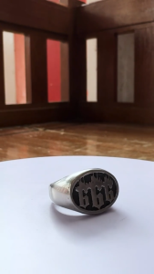 Pewterland Ringskull 666 Flames Cincin 2 Dimensi Bahan Logam Timah Putih Pria dan Wanita