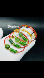 vòng tay lu thống ngọc bích tự nhiên mix đồng điếu ngọc bích  vòng tay đá phong thủy trang sức thiết kế đủ hóa đơn thẻ bảo hành