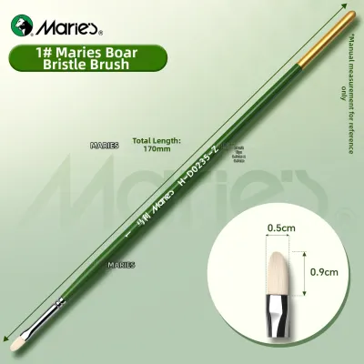 Marie’s | Hog Bristle Art Brush for Acrylic Oil Gouache Long Handle Filbert Round Head