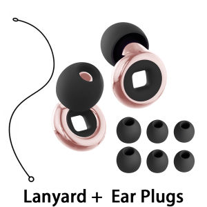 Soft Silicone Ear Plugs Waterproof Noise Reduction Reusable Earbuds with Silicone Lanyard for Sleeping Swimming Travel