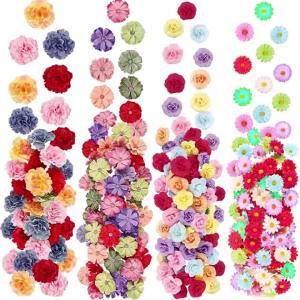 24Pcs Artificial Flowers Head Fake Flower for Home Decor Wedding Marriage Decoration Garland DIY Craft Gift Ornament Accessories