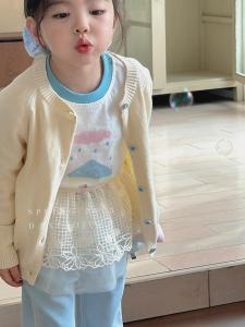 Spring Childrens Clothing Cartoon Korean Version Pure Cotton Long Sleeve T-Shirt for Boys And Girls Soft Treatment Sweat Absorbent Regular Fit