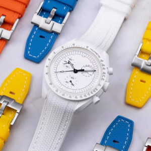 สายนาฬิกายางสำหรับนาฬิกา Swatch X Omega Joint MoonSwatch กันน้ำ สายนาฬิกาแบบสปอร์ตขนาด 20 มม. สายซิลิโคนปลายโค้งสำหรับผู้ชายและผู้หญิง