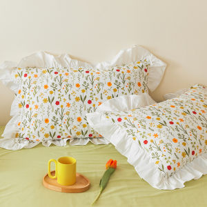 Princess Style Pure Cotton Pillowcase Pair 48*74 Single Person Flower Patterned Pillowcase for Teenage Girls Bedding