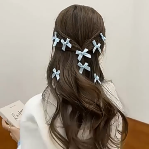 BabyShop-C1363 Jepit Rambut Wanita Model Pita Mini Simpul Klip Rambut Anak Perempuan Motif Ribbon