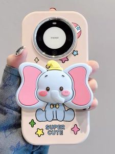 Oppo Reno Series Protective Case with Small Flying Elephant Stand Cute Cartoon Pattern Silicone Material Supports 5G Signal
