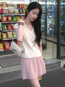 BINKAFENNY | Summer Womens Knitted Top and Pleated Mini Skirt Two-Piece Set Small Size Friendly Fashionable and Complete Ensemble