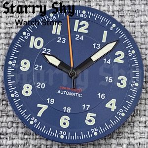 Starry Sky New 29mm Green Word Blue Watch Dial Watch Hands With Luminous Fits NH35/ETA PT5000 Automatic Movement Watch Accessory