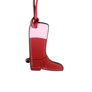 Artisan Color-Block Leather Boot Charm - Handcrafted Top Grain Bag Accent Pendant