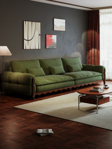 RUFEI | Retro Flakes Velvet Sofa Wooden Wave