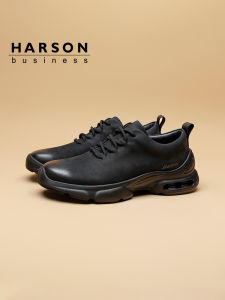 Harson Mens Casual Shoes Autumn Outdoor Workwear Thick Bottom Waterproof Genuine Leather Sports Business Leisure Leather Shoes