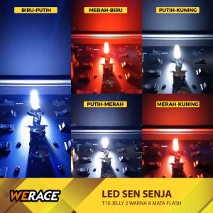 WERACE LED Sen Senja T10 Jelly 2 Warna 8 Mata LED Flash Kedip