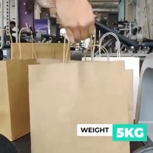 Store Age [100pcs] Big Takeaway Paper Bags with Handle for Food Box Goodies Bag Gift Bag for Wedding / Birthday / Annual Dinner / Party - Size XL