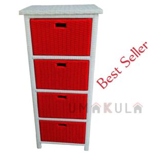 LEMARI ROTAN SINTETIS 4 KOTAK LACI WARNA WARNI SUSUN ATAS SUSUN SAMPING Murah / Buffet Rattan 2 Susun Samping / Meja Tempat TV dan DVD Rottan Minimalis P 46 X L37 X T 115 / Lemari Antik Serbaguna Modern Klasik Tradisional Model Terbaru 2022