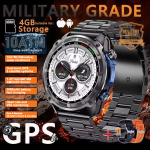 2025New Men Military GPS Map Smart Watch T-Rex3 Compass 4GB Memory 1000mAh Battery 10ATM Waterproof HD Bluetooth Call Smartwatch