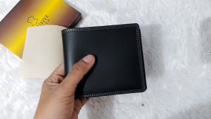 Dompet lipat cowok polos kulit sapi dompet saku pria tempat uang kertas dan slot kartu